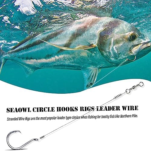 Saltwater Steel Circle Hook Rigs,Octopus Offset Fishing Hooks Leader Wire for Catfish Bass - Image 6