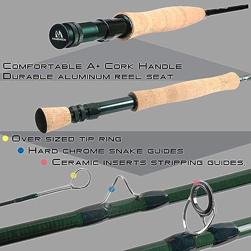 M MAXIMUMCATCH Maxcatch Extreme Graphite Fly Fishing Rod 4-Piece 9 Feet with IM6 Carbon Blank, Hard Chromed Guides, A Cork Grip (Size:3/4/5/6/7/8/10wt) - Image 4
