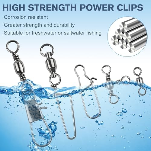 OROOTL 100pcs Fishing Snap Swivels Kit, Include Rolling Barrel Swivels, Premium 3 Way Swivels, Fishing Swivels with Snaps, Duo Lock Snap Clips Terminal Tackle Box for Freshwater Saltwater - Image 3