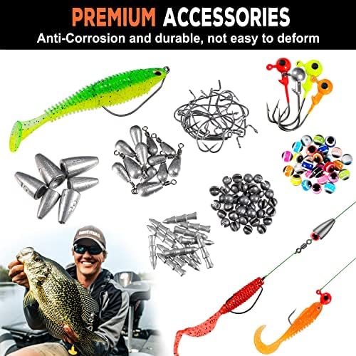 PLUSINNO 253/387pcs Fishing Gear Accessories Kit, Fishing Tackle Box with Tackle Included, Fishing Hooks, Fishing Weights Sinkers, Spinner Blade, Fishing Equipment for Bass Trout Bluegill Crappie - Image 5
