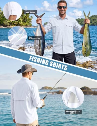 WULFUL Men's Sun Protection Fishing Shirts UPF 50+ Lightweight Quick Dry Cooling Long Sleeve Shirts for Work Hiking Safari - Image 3