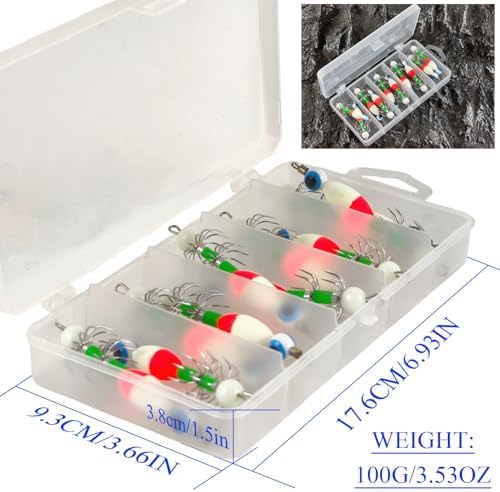 4/10Pcs Squid Jig Hooks Kit Saltwater Glow Squid Jigs Fluoresent Cuttlefish Sleeve Fishing Jigs Octopus Lure Glow in Dark with Tackle Box - Image 3