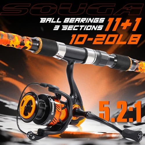 Sougayilang 3 Piece Surf Fishing Rod Combo Medium/Heavy Travel Spinning Rod with 4000/5000 Size Reel Baitfeeder Combo(9'/10'/11'12') - Image 7