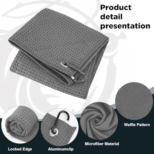 Puomue 3 Pack Microfiber Fishing Towels with Clip, 16" x 16", Waffle Pattern for Effective Cleaning of Fishing Gears or Dirty Hands, Perfect for Camping Towels and Hiking Towles (Grey, 16"x16") - Image 6