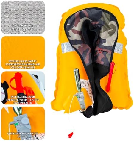 Manual Inflatable Life Jacket,Preserver PFD for Adults,Life Vest for Adults,Supports Weight up to 330 pounds - Image 3