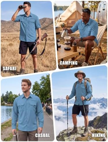 WULFUL Men's Sun Protection Fishing Shirts UPF 50+ Lightweight Quick Dry Cooling Long Sleeve Shirts for Work Hiking Safari - Image 2