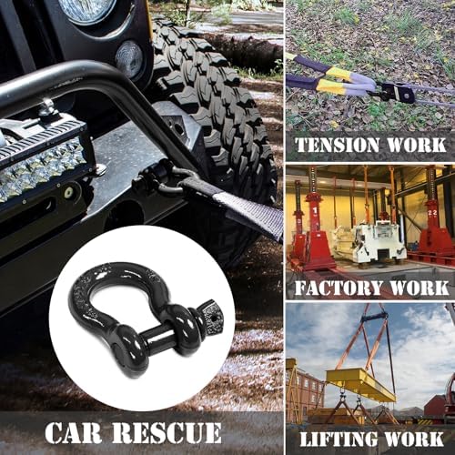 3/4" D Ring Shackle with 7/8" Screw Pin, 4.75T Working Load Limit (WLL) / 28.5T (62,831 lb) Minimum Breaking Strength (MBS) for Tow Strap Winch, Off-Road Vehicle Recovery (Black, 2 Pack) - Image 7