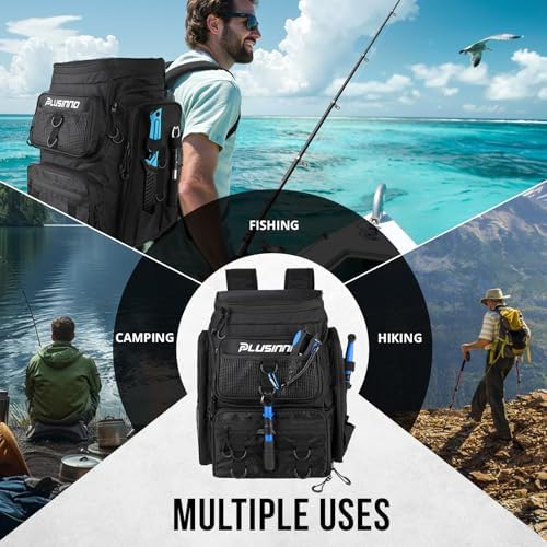 PLUSINNO Fishing Tackle Backpack with Rod Holders，42L Water-resistant Fishing Bag Store Fishing Gear,Fish Gifts For Men. - Image 6