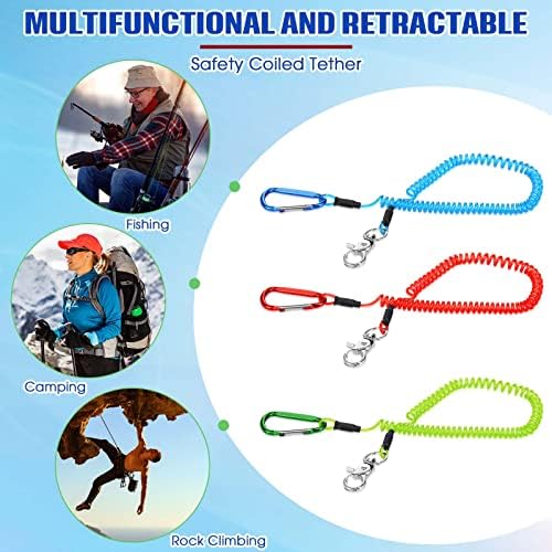 Woanger Coiled Lanyard for Tools Steel Wire Retractable,Red, Green, Blue - Image 5