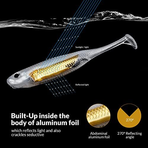 QualyQualy Soft Plastic Swimbait Paddle Tail Shad Lure Soft Bass Shad Bait Minnow Paddle Tail Swim Bait for Bass Trout Walleye Crappie - 2.75in, 3.14in, 3.94in, 5in - Image 2