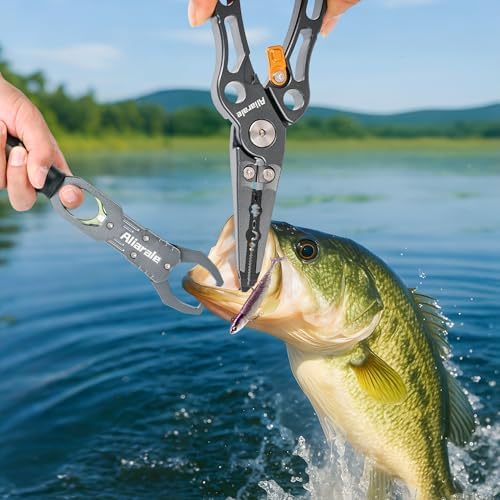 Fishing Pliers,Fish Lip Gripper & Scale Combo - Saltwater Resistant Fishing Tools Kit,Multitool Hook Remover and Split Ring Pliers with Sheath,Fishing Gear,Fishing Gifts for Men - Image 2