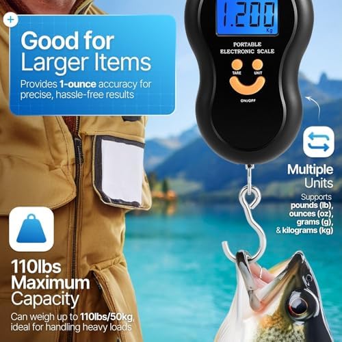 Flexzion Digital Fish Scale & Luggage Weight Scale with Hook, 110 lb/50 kg - Image 5