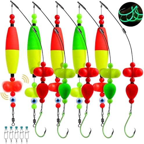 PROBEROS Catfish Fishing Rigs - Bank Fishing Set with 5pcs/Set, 6/0, 8/0, 10/0 Circle Hooks Circle Hooks, High Visibility, Ready to Use Catfish Rigs by Proberos