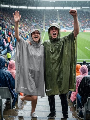 PTEROMY Hooded Rain Poncho for Adults, Reusable Waterproof Raincoat - Image 7