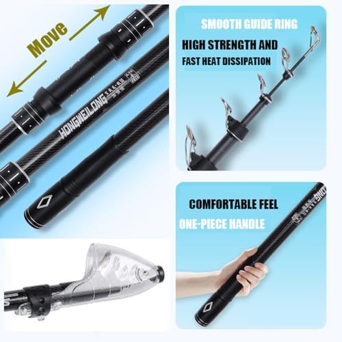 7-15Ft Black Heavy Telescopic Surf Casting Rod Carbon Fiber 20-40lb 1-7oz - Image 4