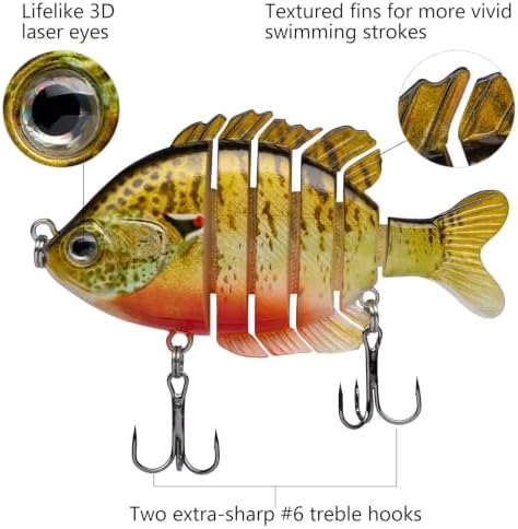 BASSDASH SwimPanfish Multi Jointed Bluegill Bass Fishing Lure Swimbaits - Image 4