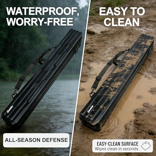 Hard Shell Fishing Rod Case, 50" Protective Rod Tube (4-in-1 Set) for 7ft 2-Piece Rods, Crushproof & Water-Resistant Travel Carrier, Heavy-Duty Storage for Bass, Fly & Saltwater Fishing - Image 3