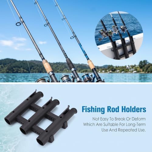 2 Pack 3 Tube Fishing Rod Holder for Boat Kayak Wall Mount Black - Image 4