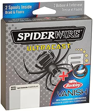 SpiderWire Ultracast Braid Vanish Fluorocarbon Dual Spool, 10lb Translucent Braid with 20lb Clear Fluoro Leader, 164yd | 150m - Image 2