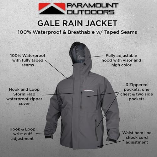 Paramount Outdoors Gale Rain Jacket Men's Waterproof Breathable Fishing Jacket with hood, taped seams - Image 5