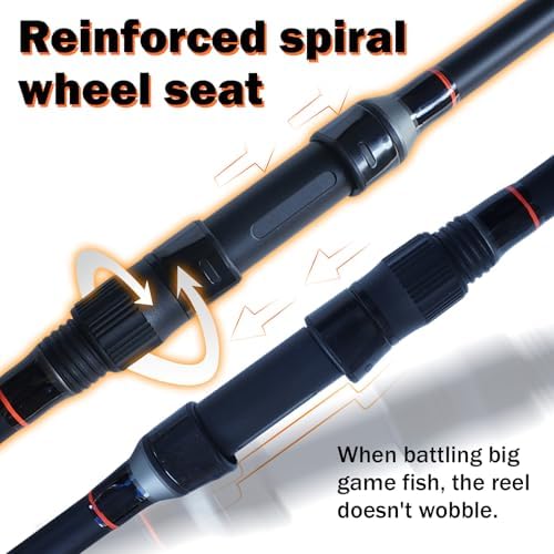 Surf Fishing Rod 9'/10'/11'/12', Carbon Fiber Graphite Spinning Rod 3-Piece Travel Rod with 2 Tips, Includes Pompano Rig & High-Strength Wire Leaders for Saltwater Beach Surf Casting - Image 3