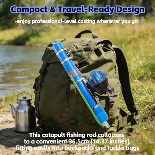 Catapult Fishing Rod, Heavy-Duty Durable Slingshot Fishing Pole for Freshwater & Saltwater, Portable Travel Lure Launcher, Great Outdoor for Anglers, - Image 6