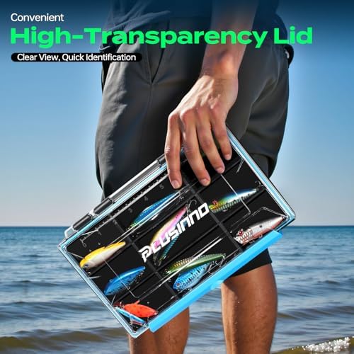 PLUSINNO Tackle Box Organizer, 1/2 Packs Waterproof Tackle Trays, Fishing Tackle Box with Removable Dividers, Fishing Box Tackle Trays and Terminal Tackle Storage - Image 4