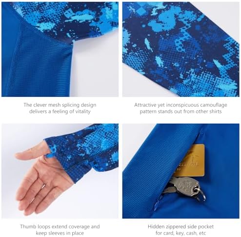 BASSDASH Men’s UPF 50 Performance Fishing Shirt Cooling Hoodie Camo Long Sleeve FS17M - Image 5