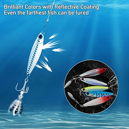 Dr.Fish 5 Pack Metal Jigging Spoon Saltwater Fishing Jigs Spoons Lures Casting Vertical Diamond Jig Lures Freshwater Bass Striper Mackerel Halibut - Image 7