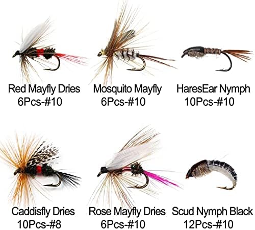 Fly Fishing Flies Kit, 50Pcs Handmade Fly Fishing Gear with Dry/Wet Flies, Streamers, Fly Assortment Trout Bass Fishing with Fly Box (6 Mixed Styles) - Image 2