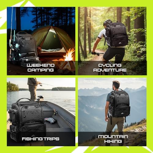Waterproof Fishing Backpack with Tackle Boxes, Rod Holder & Foldable Net - 40L Fishing Tackle Bag with Trays Included, Extra Storage Gear and Equipment, Rain Cover, Fisherman Gift for Men - Image 6