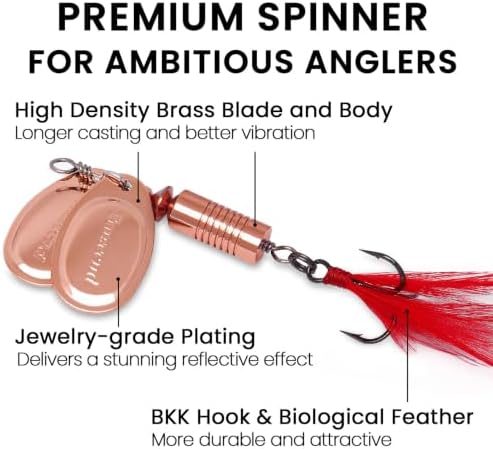 TRUSCEND Swim or Jig Fishing Spinner Baits for Freshwater and Saltwater, Rooster Tail Fishing Lures for Trout Bass Walleye Crappie Salmon Pike, Blade Bait with Copper Blade - Image 2