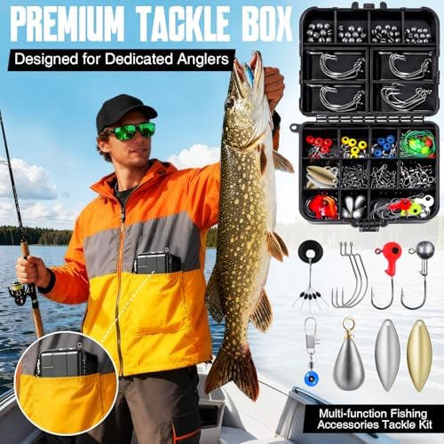 TOPFORT 187/343pcs Fishing Accessories Kit, Organized Fishing Tackle Box with Tackle Included, Fishing Hooks, Fishing Weights Sinkers, Fishing Gear and Equipment, Fishing Gift for Men - Image 2
