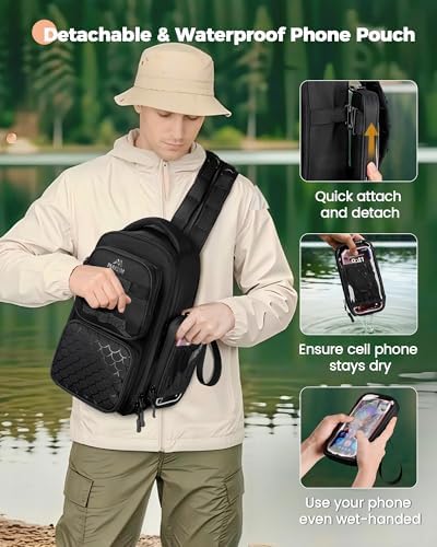 MATEIN Fishing Sling Bag with Phone Pouch, 3600 Tackle Box Backpack - Image 2