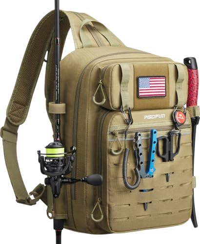 Piscifun Fishing Backpack Tackle Bag, MOLLE & 2 Rod Holders, Multi Storage by Piscifun
