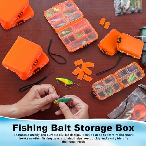 10 Pack Small Tackle Box Organizer for Fishing, Mini Double Sided Portable Pocket Tackle Box Containers for Hooks Lure Baits Swivels Jigs Storage Kayak Boxes (Orange) - Image 5