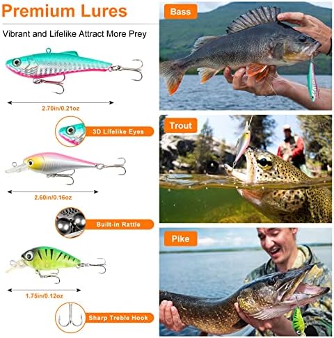 TCMBY Fishing Lures Bait Tackle Kit Set for Freshwater Trout Bass Fishing, Including Accessories, Fishing Tackle Box, Crankbait, Spoon, Hooks, Fishing Gear and Equipment for Starter Beginner. - Image 3