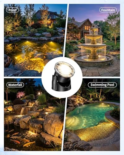 POPOSOAP 8W Warm White Solar Pond Lights with Timer (6 Headlamp) - Image 2