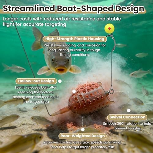 YOTO 3 Pcs Fishing Bait Trap Cage Feeder Basket Holder - Rust-Resistant Plastic Method Feeder for Carp Fishing - Lightweight Coarse Lure Feeder for Freshwater and Saltwater - Image 5