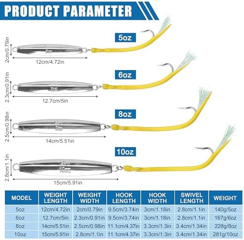 Diamond Jig Saltwater Fishing Lures Casting Jigging Spoon with Tube Tail Stainless Steel Hooks Trolling Lures Striped Bass Metal Jig for Deep Sea Surf Fishing Bottom Dragging Sinking - Image 2