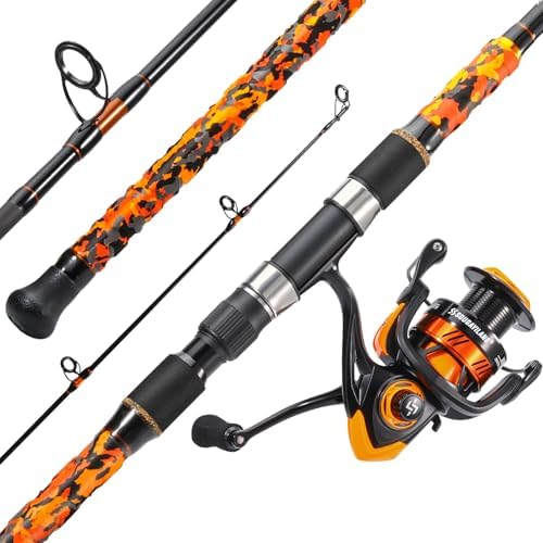 Sougayilang 3 Piece Surf Fishing Rod Combo Medium/Heavy Travel Spinning Rod with 4000/5000 Size Reel Baitfeeder Combo(9'/10'/11'12') by Sougayilang