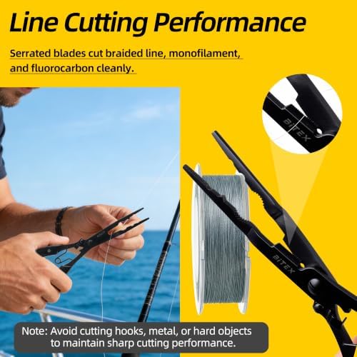 BiteX Long Nose Fishing Pliers, Braid Cutter & Hook Remover, Saltwater - Image 4