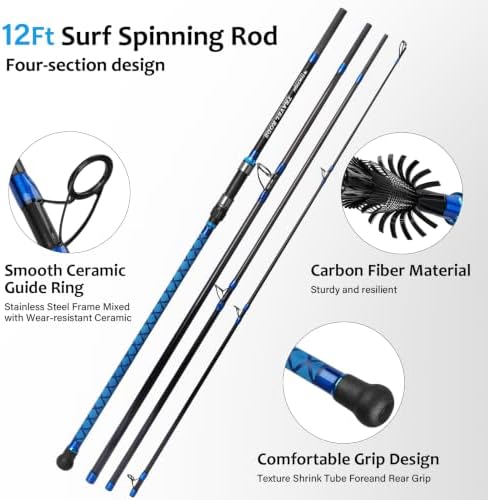 THKFISH 12FT Surf Spinning Fishing Rod Carbon Travel Surf Rod - Image 3