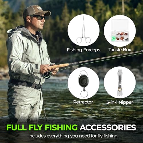 TOPFORT Fly Fishing Rod and Reel Combo, 4-Piece Fly Rod Kit with Complete Fly Fishing Gear: Fly Rod, Pre-Spooled Fly Fishing Reel, Fishing Flies, Leader, Forceps, Nipper and Carrying Case - Image 4