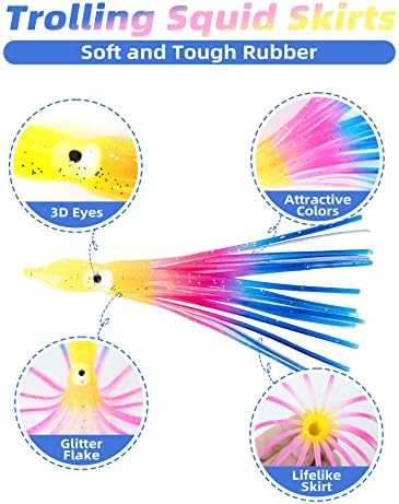 BLUEWING Trolling Squid Skirts Fishing Saltwater 2,3,5,8,12 Inch Octopus Lures 1pcs/5pcs - Image 2