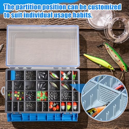 Junkin 6 Pack 3700 Fishing Tackle Boxes Waterproof, Large Blue Lure Organizer Trays with Custom Dividers, Airtight Tackle Storage Case for Saltwater Baits, Swimbaits & Boat Bag Accessories - Image 6