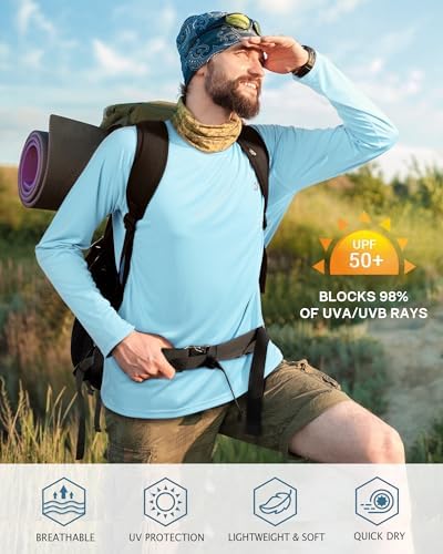 Roadbox Men's UPF 50+ UV Sun Protection Shirts, Long Sleeve Swim Rash Guard - Image 3
