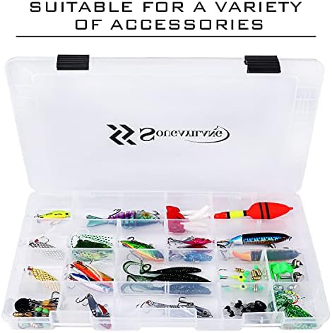 Sougayilang Fishing Tackle Boxes - 3600 3700 Plastic Storage Organizer Box with Removable Dividers - Fishing Tackle Storage - 4 Packs Transparent Tackle Trays - Image 3