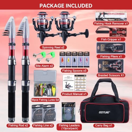 Goture 2-Pack Fishing Rod and Reel Combo with Carrier Bag,1.8M-2.7M - Image 6
