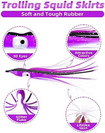 BLUEWING Trolling Squid Skirts Fishing Saltwater 2,3,5,8,12 Inch Octopus Lures 1pcs/5pcs - Image 2